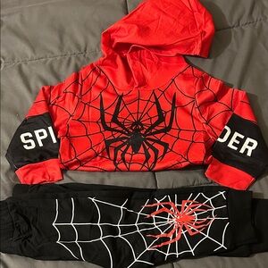 Kids Red Spider Web Hoodie & Jogger Matching Outfit